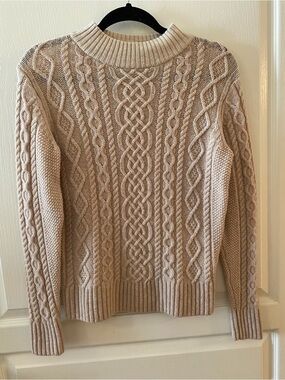 MUJI Women’s 100% Wool Cable Knit Sweater in Beige - S